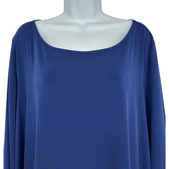 Susan Graver Blue Long Sleeve Tunic W/ Gold Stud Accents On Hem & Sleeves Sz 2X - Picture 4 of 10
